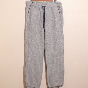 Calson Linen Flowy Beach Pants  Striped Blue White SIZE M